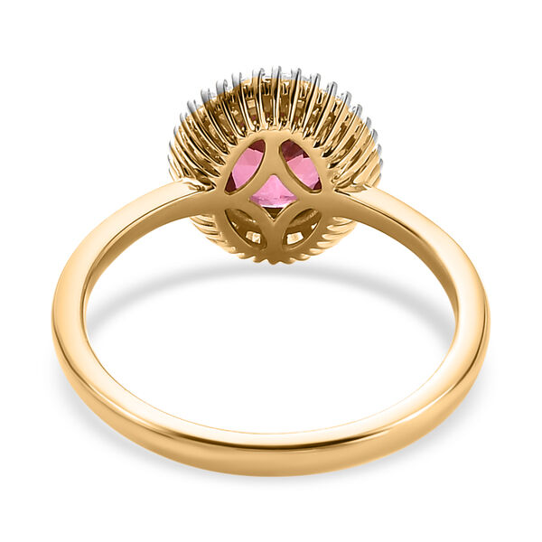 AAA rosa Calabar Turmalin und Diamant Ring in 585 Gelbgold - 1,39 ct. image number 8
