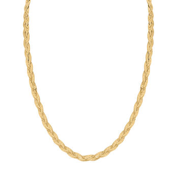 Geflochtene Fischgr&auml;tenkette 45 cm in 925 Silber vergoldet