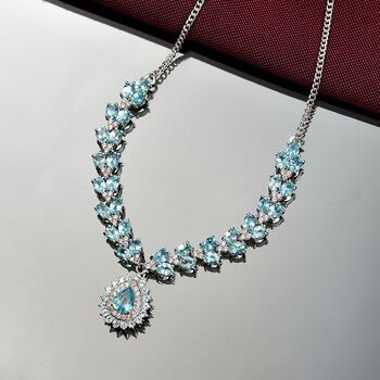 D joy AA Betroka Blauer Apatit Halskette ca. 45 cm 925 Silber rhodiniert ca. 8,66 ct.