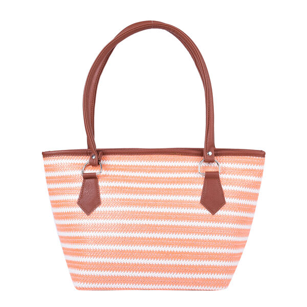 Handtasche f&uuml;r Damen, Orange und Wei&szlig;