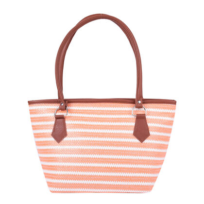 Handtasche für Damen, Orange und Weiß