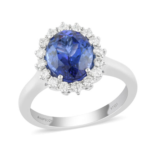 RHAPSODY AAAA Tansanit und VS E-F Diamant Halo Ring - 3,65 ct. image number 0