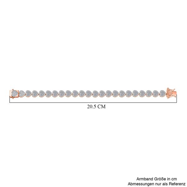 LUXURIANT SGL zertifiziertes SI-GH Labor Diamant 19cm Armband, 925 Silber 750 Ros&eacute;gold Vermeil - 4 ct. image number 5