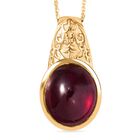 AAA Afrikanischer Rubin (Fissure gefüllt) Schmuckset 925 Silber 750 Gelbgold Vermeil ca. 13,00 ct.