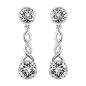 J Francis gefertigt mit SWAROVSKI- Weiße Swarovski Kristall Ohrringe, 925 Silber rhodiniert