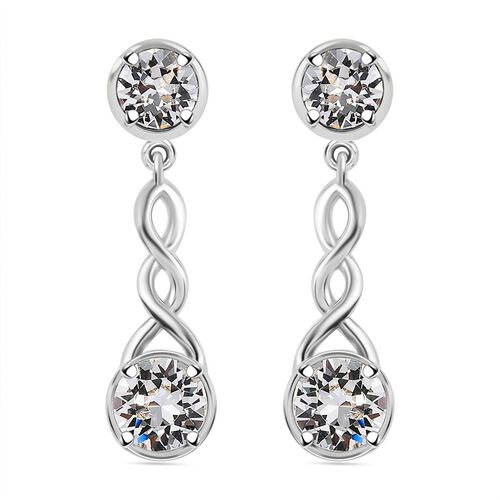 J Francis gefertigt mit SWAROVSKI- Weiße Swarovski Kristall Ohrringe, 925 Silber rhodiniert image number 0