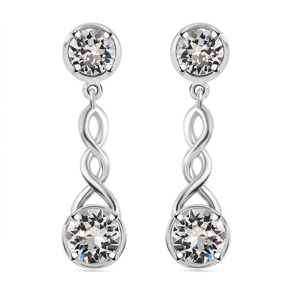 J Francis gefertigt mit SWAROVSKI- Weiße Swarovski Kristall Ohrringe, 925 Silber rhodiniert image number 0