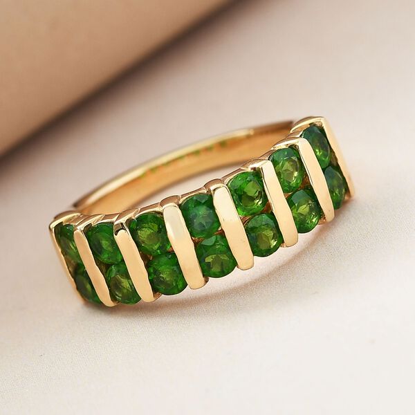 Nat&uuml;rlicher Chromdiopsid Ring 925 Silber vergoldet  ca. 1,97 ct image number 2