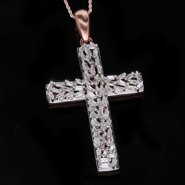 LUXURIANT SI-GH Labor Diamant Kreuz Anh&auml;nger mit 50cm Kette, 925 Silber 750 Ros&eacute;gold Vermeil - 0,33 ct. image number 2