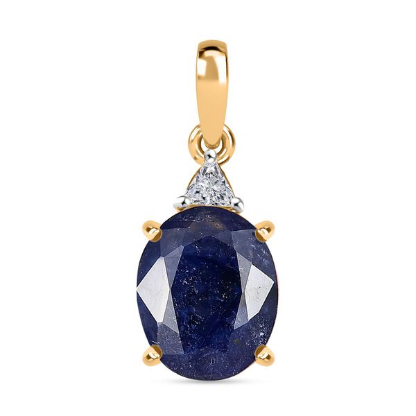 D'Joy Masoala Saphir (Fissure gefüllt), Moissanit Anhänger 925 Silber 750 Gelb Vergoldet ca. 4.04 ct image number 0