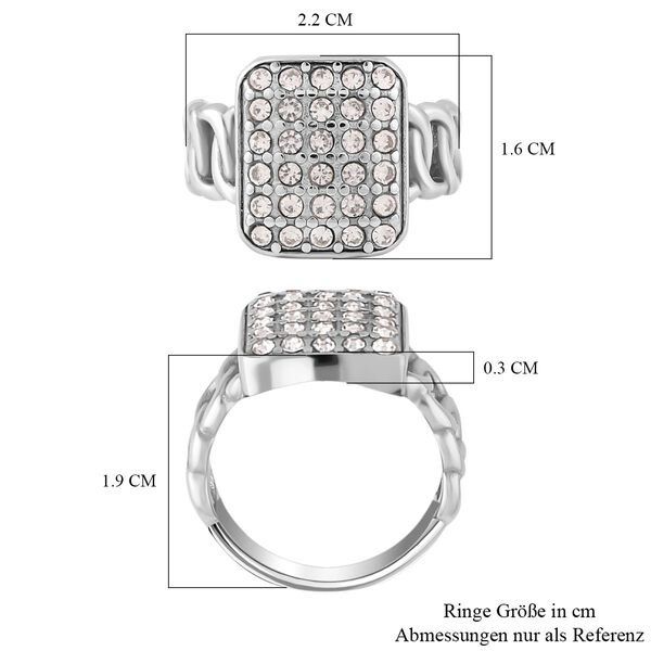 Wei&szlig;er Kristall Ring, 316L Edelstahl (Gr&ouml;&szlig;e 17.00), silberfarben image number 6
