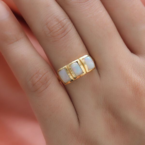 Nat&uuml;rlicher, &auml;thiopischer Opal-Ring, 925 Silber vergoldet  ca. 1,11 ct image number 3