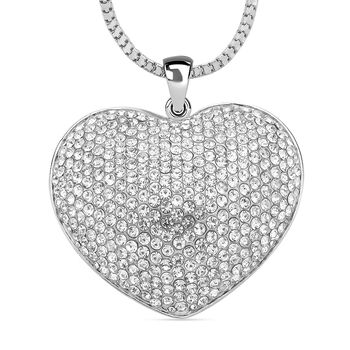 Silberfarbener Kristall-Herzanh&auml;nger mit Kette 5.00 ct