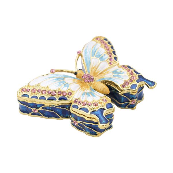 Schmetterling Tablettend&ouml;schen mit Kristallen, emailliert, mehrfarbig, 7,5x2 cm, wei&szlig; image number 3