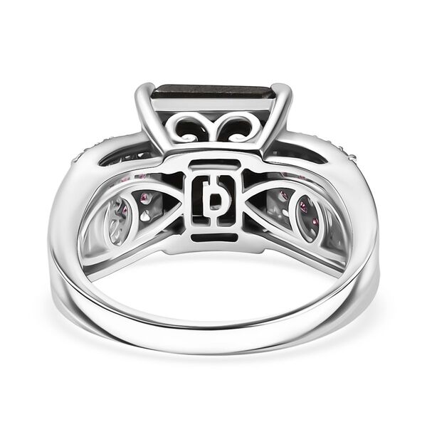 D'Joy Elite Shungit, Nat&uuml;rlicher Rhodolith Granat Ring 925 Silber rhodiniert (Gr&ouml;&szlig;e 17.00) ca. 3.72 ct image number 6