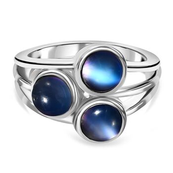 Aurora Mondstein Ring 925 Silber platiniert (Gr&ouml;&szlig;e 17.00) ca. 3.04 ct