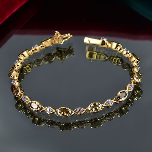 D Joy Natürlicher goldener Tansanit, Tansanit Armband ca. 19 cm 925 Silber 750 Gelbgold Vermeil (10-15 Werktage Lieferzeit) ca. 5.74 ct image number 1