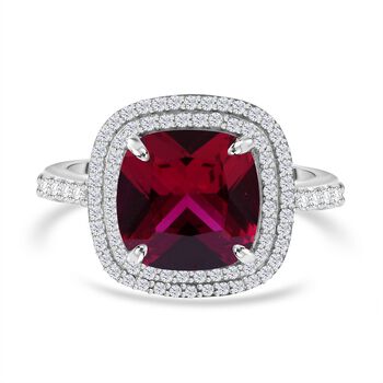 Roter und wei&szlig;er Zirkonia-Ring - 9,62 ct.