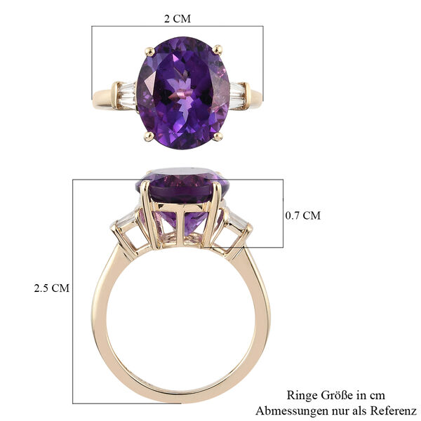 AA Lusaka Amethyst und Zirkon-Ring, 375 Gelbgold  ca. 4,66 ct image number 7