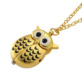 STRADA Eulen-Uhr, Aufklapp-Fl&uuml;gel-Design PC21S Japanisches Uhrwerk, Edelstahlboden, wasserresistenter Konstruktion, Goldfarben