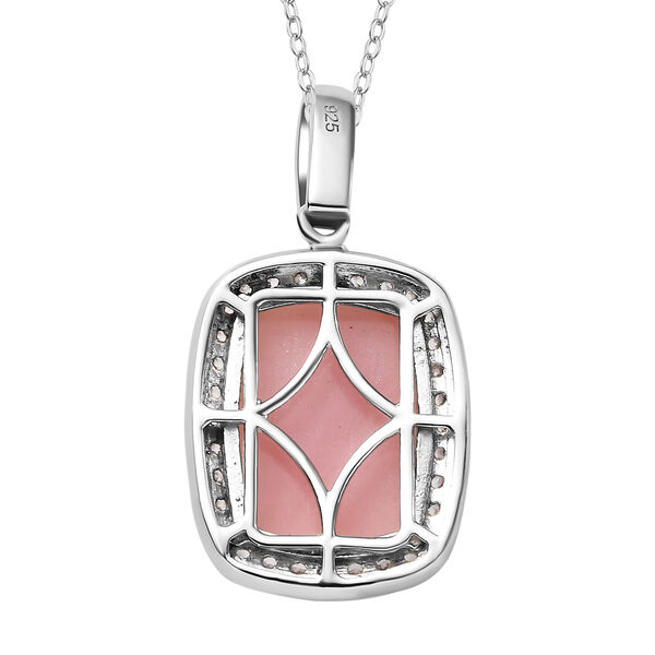 Rosa Opal und Zirkon Anh&auml;nger mit 50cm Kette - 8,92 ct. image number 5