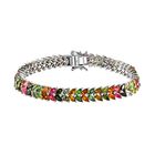 Natürliches mehrfarbiges-Turmalin Armband, ca. 19 cm, 925 Silber platiniert ca. 14.35 ct