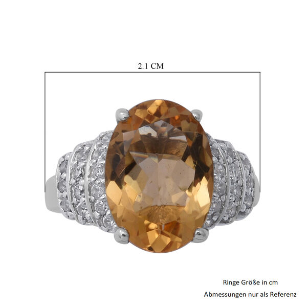 Citrin Ring 925 Silber Platin-Überzug image number 5