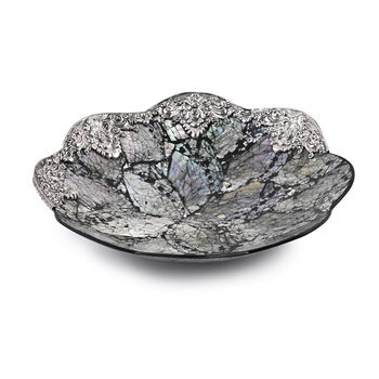 D'Joy Royal Bali- Abalone Muschel bl&uuml;tenf&ouml;rmige Dekoschale, 925 Silber, 23x11x6cm