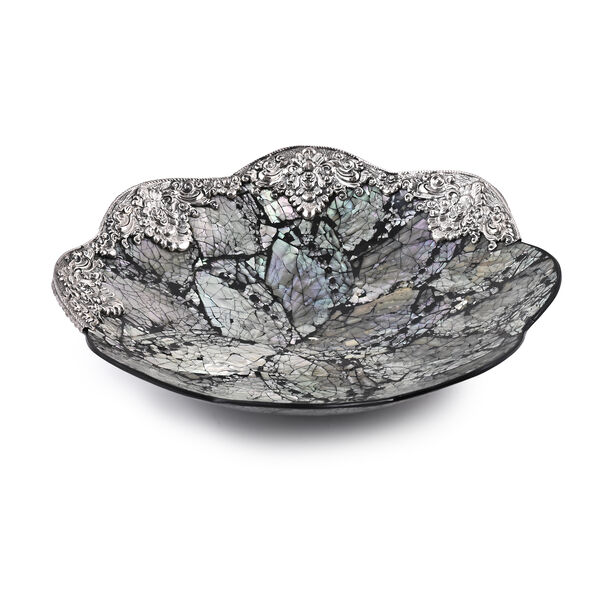 D'Joy Royal Bali- Abalone Muschel bl&uuml;tenf&ouml;rmige Dekoschale, 925 Silber, 23x11x6cm