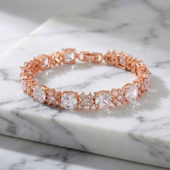 Wei&szlig;es Zirkonia 19cm XOXO Armband in Ros&eacute;goldton