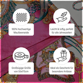 LA MAREY &ndash; Satinschal aus Maulbeerseide, Rosa mit wei&szlig;