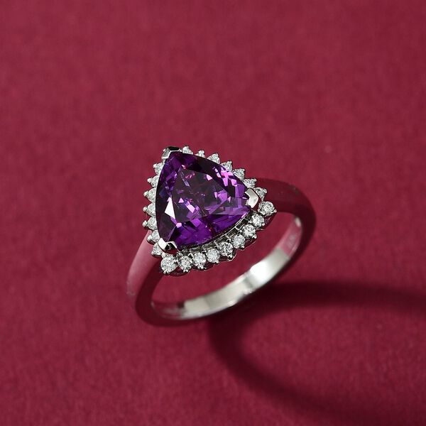 LUXURIANT DIAMOND- zertifiziert und geprüft AAA Labor Lila Saphir und Labor Diamant Ring in 417 Weißgold - 3,87 ct. image number 1