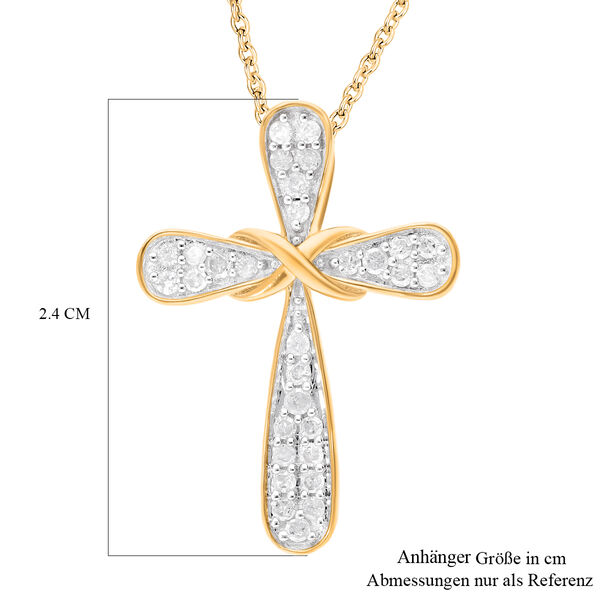 Diamant Anh&auml;nger, 925 Silber Gelbgold Vermeil - 0,33 ct. image number 5