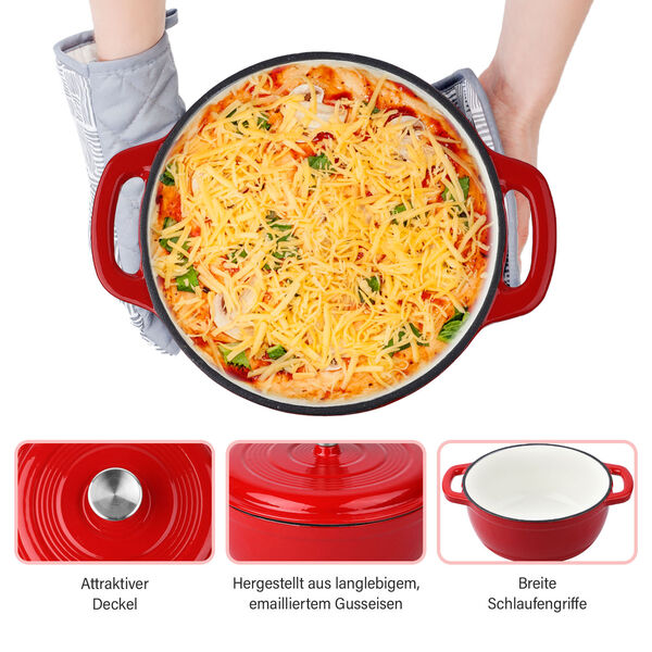 HOMESMART: 3L Schmortopf, 23 cm (⌀), Rot  image number 4