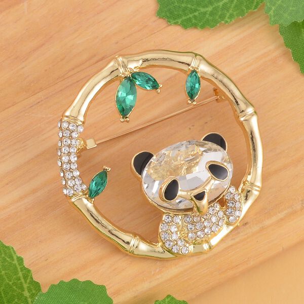 Neongr&uuml;ner Kristall, Wei&szlig;er Kristall Brosche  Std Gelb image number 1