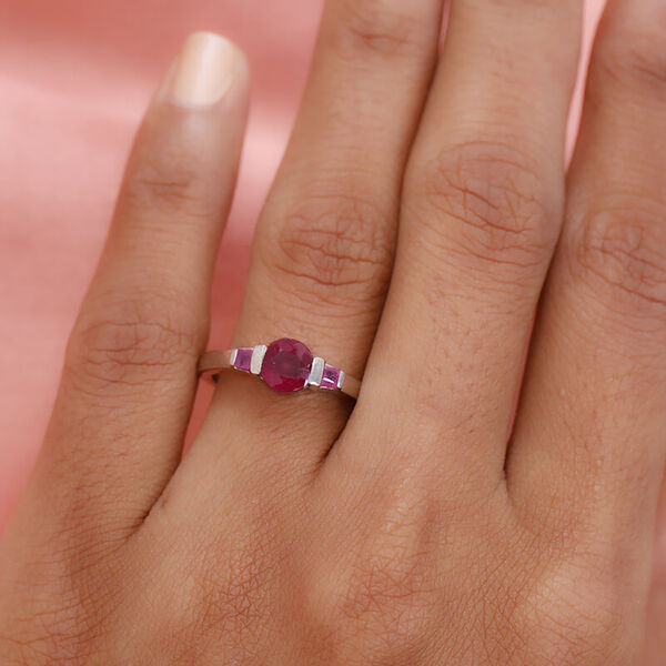 Fissure gefüllt Rubin Ring 925 Silber Platin-Überzug image number 3