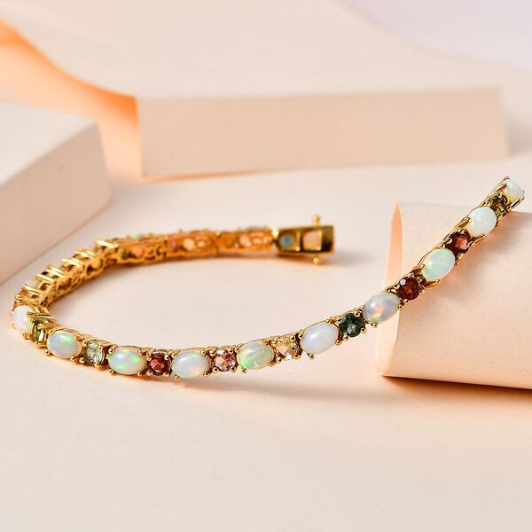 AA nat&uuml;rliches, &auml;thiopisches Welo-Opal und mehrfarbiges Turmalin-Armband, 20 cm - 9,96 ct. image number 2