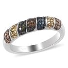 Mehrfarbig Diamant Band Ring 925 Silber Platin-Überzug image number 3