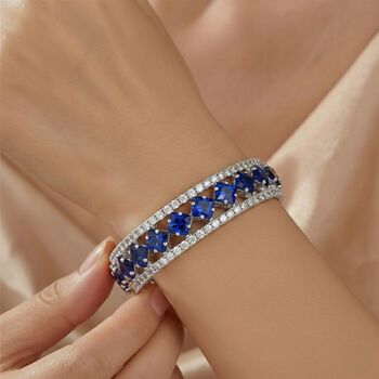 Blauer Zirkonia, Wei&szlig;er Zirkonia Armreif, Flexibles (ca. 18-19 cm), Nickelfreies Messing