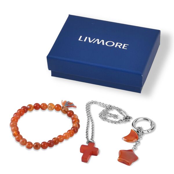 LIVMORE Geschenkset 3-teilig, Schl&uuml;sselanh&auml;nger Armband Halskette, Citrin image number 10