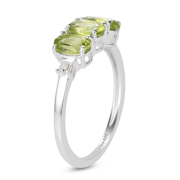 Nat&uuml;rlicher Peridot und Diamant 3 Stein Ring 925 Silber  ca. 1,28 ct image number 5