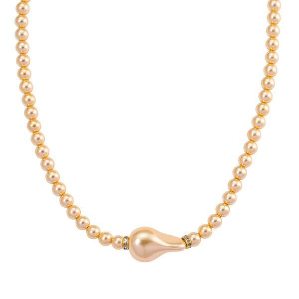 3er Set Goldene Muschelkernperlen-Schmuckstücke, bestehend aus Armband (ca. 19 cm) und zwei Halsketten (ca. 40 cm und 50 cm), gelb vergoldet image number 5