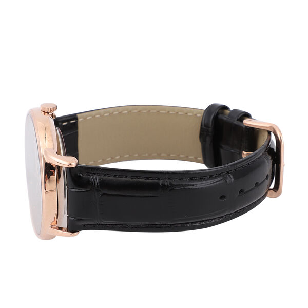 GENOA - Japanisches Uhrwerk, schwarzes Lederarmband image number 5