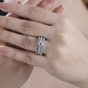 3er-Set- AA Lagunen Apatit und Zirkon Ringe - 1,87 ct.