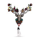 Kunststoff Perle, Mehrfarbiger Kristall Brosche  Schwarz