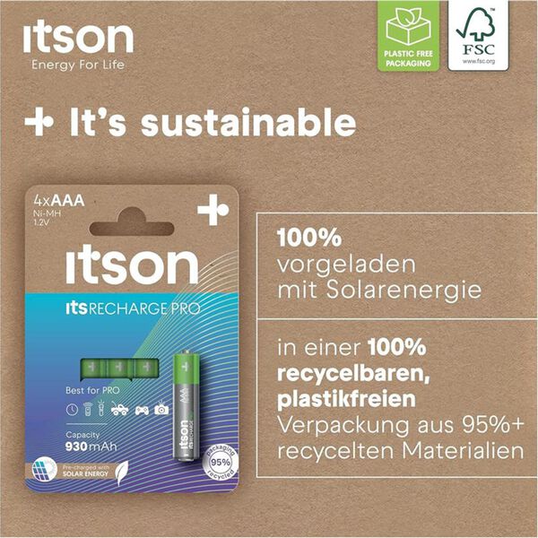 ITSON RECH AAA Akku 930 mAh 4er Set image number 2