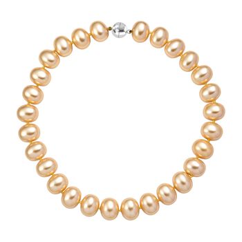 Goldene Farbe Muschelkernperle (19 mm) Halskette ca. 50 cm 316L Edelstahl