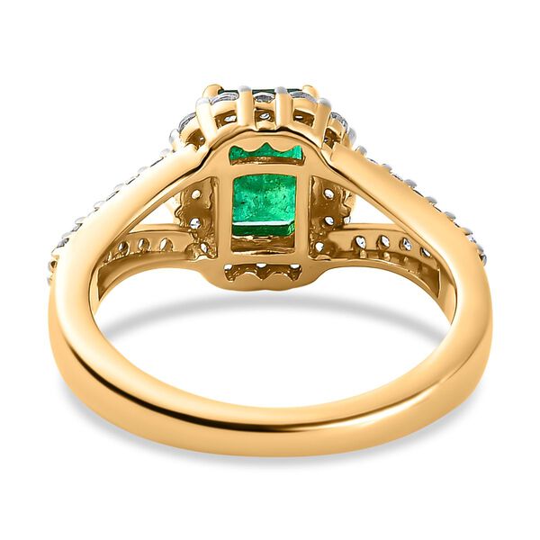 AAA Kagem Sambischer Smaragd, Weißer Zirkon Ring, 925 Silber Gelbgold Vermeil, (Größe 19.00), ca. 1.58 ct image number 6