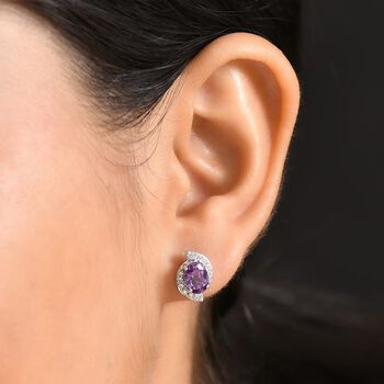 AAA Lab Grown Farbwechsel-Saphir, Lab Grown Diamant Ohrringe 417 Gold ca. 2.30 ct