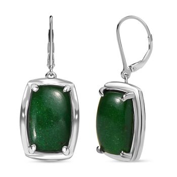 Gr&uuml;ne Aventurin Ohrringe, Edelstahl, ca. 15.98 ct